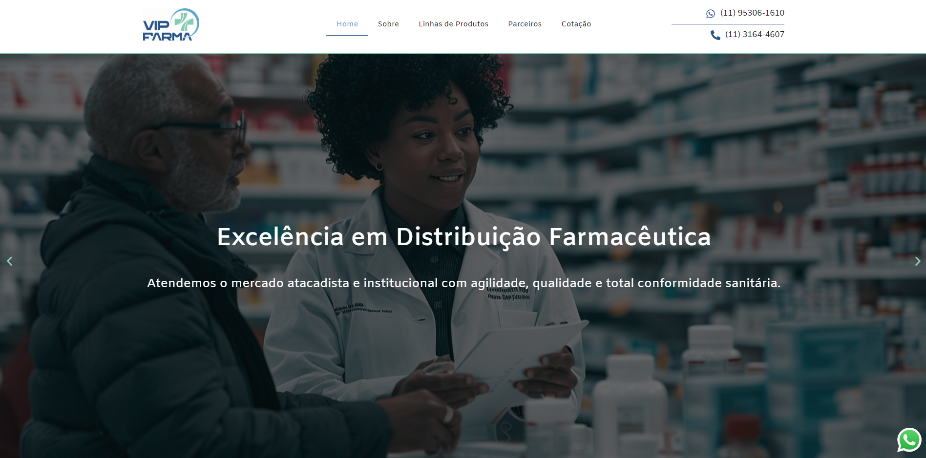 VIP Farma — Plataforma digital para distribuidora farmacêutica desenvolvida pela Finish Web